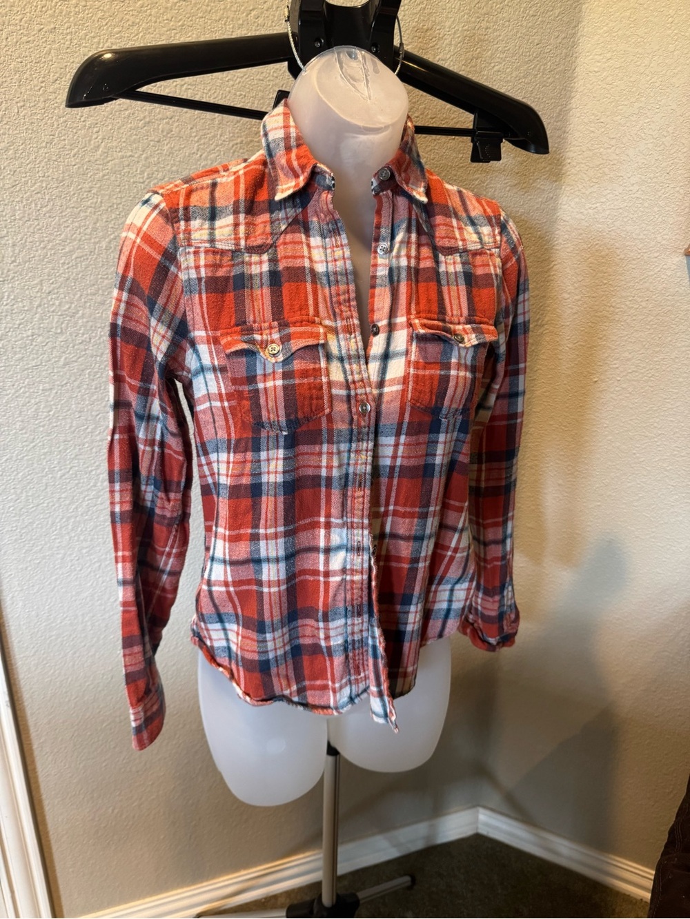 Hollister Red Plaid Button-Front Shirt - Casual Flannel Top